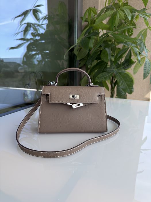 Сумка Hermes Kelly 22 натуральна шкіра epsom etoupe, Ермес Келлі сіра, Эрмес Келли натуральная кожа, повний комплект