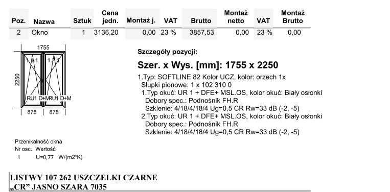 OKNO/ DRZWI PCV Veka Softline 82 1755 x 2250