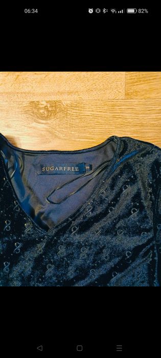 Sukienka  Sugarfree damska 38 M czarna misiu złote kropki świąteczna