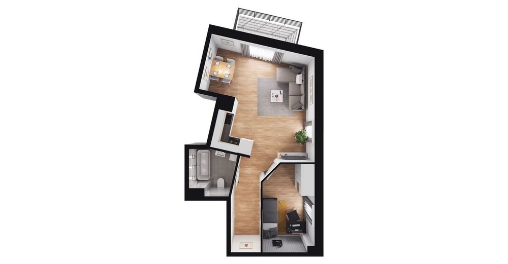 2-pokojowe mieszkanie 41 m² + balkon - Widok 3