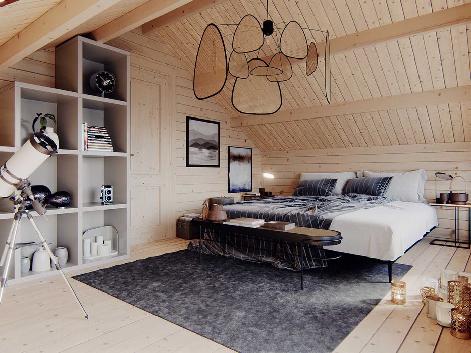 Drewniany domek letniskowy Horyzont 65 + 21 m2 - ROD, ośrodek wypoczyn