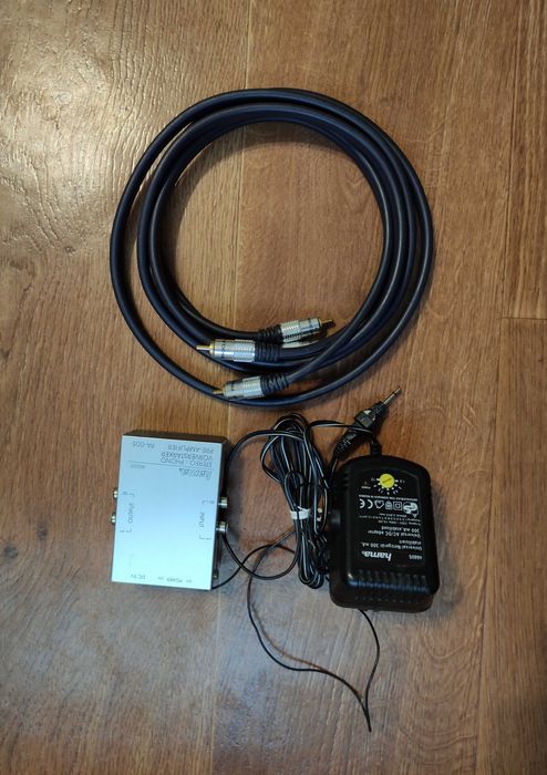 Компактный фонокорректор для MM-систем Hama PA-005 + блок питания и Proclass-Audio межблочный кабель
