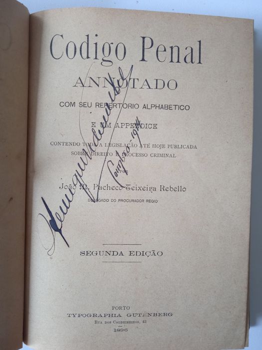 Raríssimo Código Penal Anotado de 1896