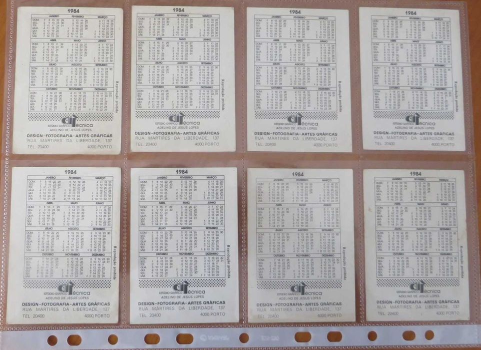 Calendários coleção, Futebol Caricaturas 1984