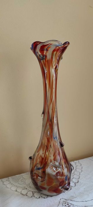wazon sękacz z Prl-u kolorowe szkło wysokość 40,5cm