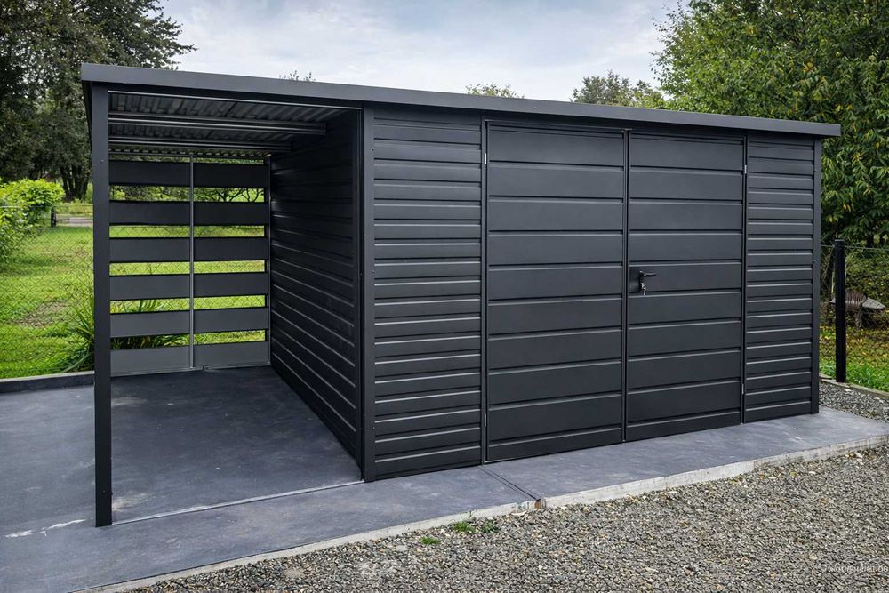 Domek Ogrodowy Narzędziowy 6x4 z wiatą Ciemny Grafit MAT Producent