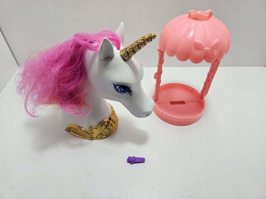 BARBIE Głowa Konia Jednorożec do Czesania TĘCZOWY