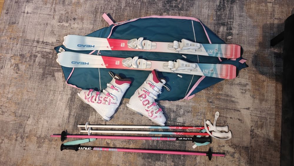 Narty Head Joy 117, buty Rossignol Fungirl 220/265, kije, pokrowiec