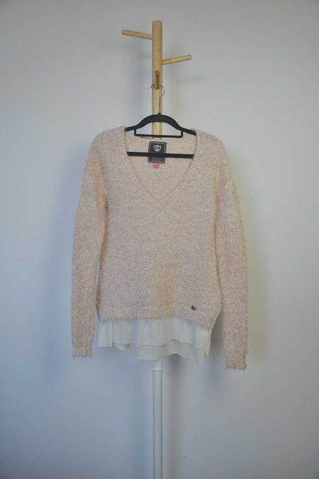 Lipsy London sweter fluffy pudrowy róż 40 L