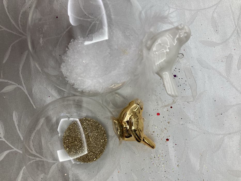 Ёлочные игрушки, шары с птичкой