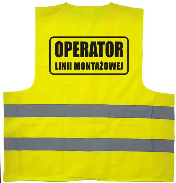 kamizelka odblaskowa, kamizelka z nadrukiem operator linii montażowej