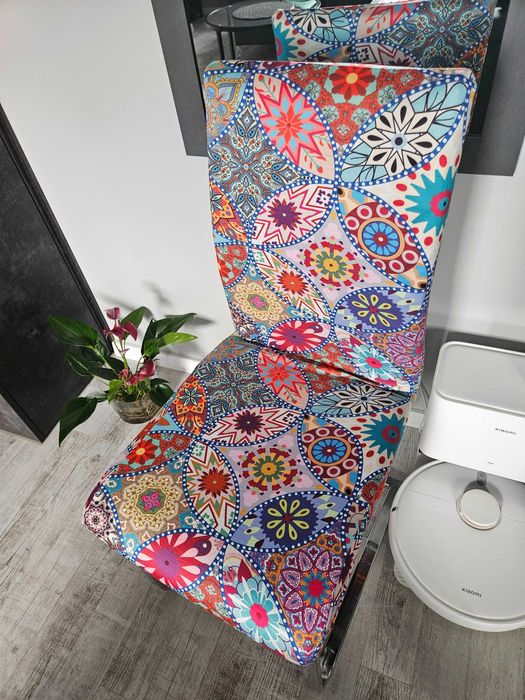 Pokrowce na krzesła wzór folklor kolorowe 4 szt uniwersalne