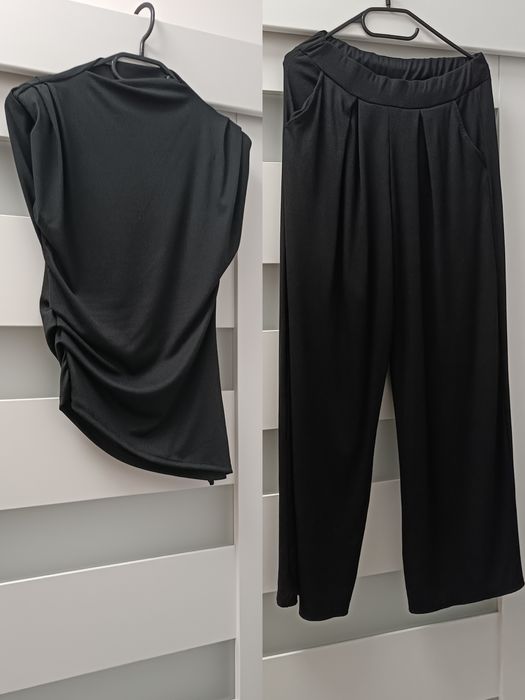 Zestaw uni na S M L / XL komplet elegancki czarny garnitur owy, dres