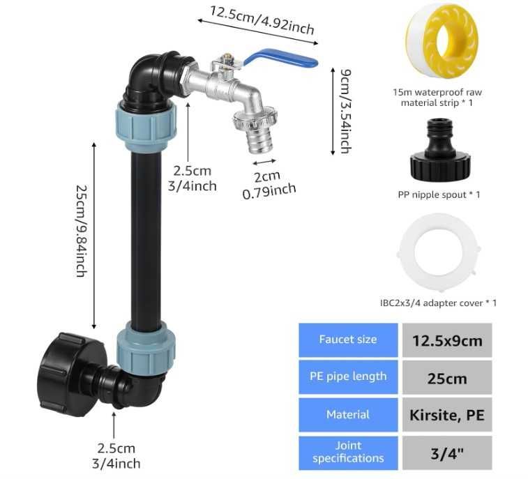 Wysoki kran do beczki mauzera 3/4" IBC