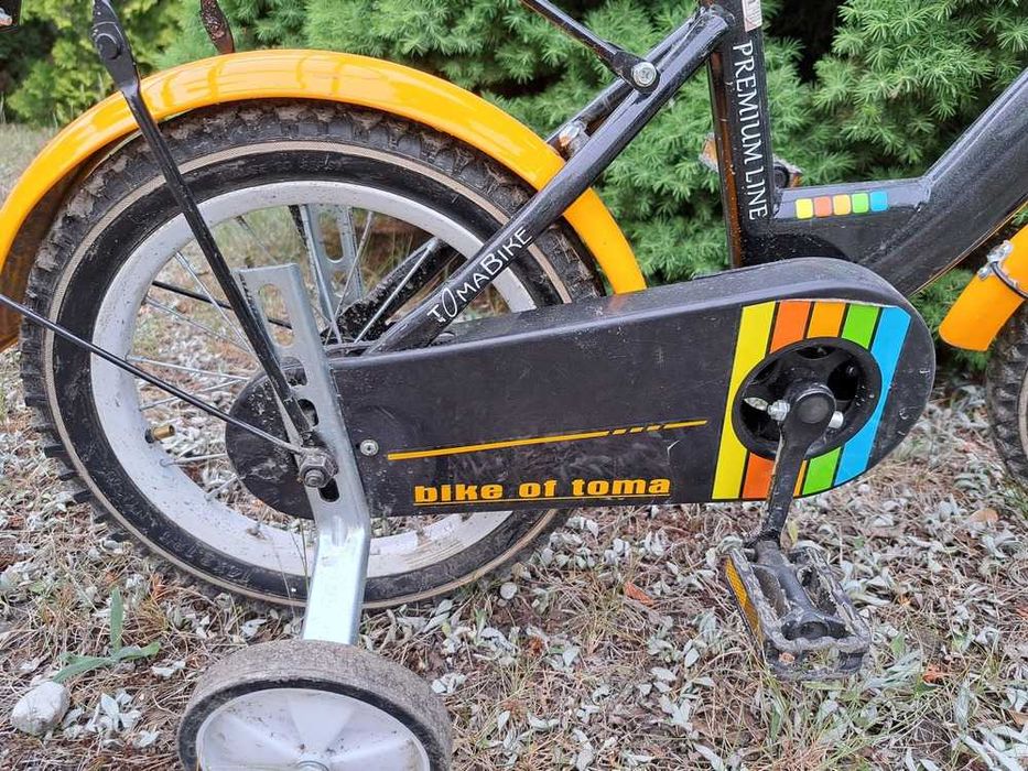 Rowerek dla dzieci TOMABIKE Platinum 14 cali bagażnik kosz bagażnik dzwonek V-BREAK złoty 14"