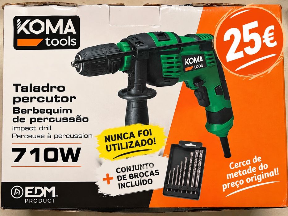 Berbequim de Percussão KOMA Tools + Brocas | Novo | 25€