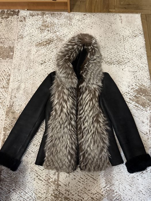 Натуральна дубленка з хутром чорнобурки  с-м