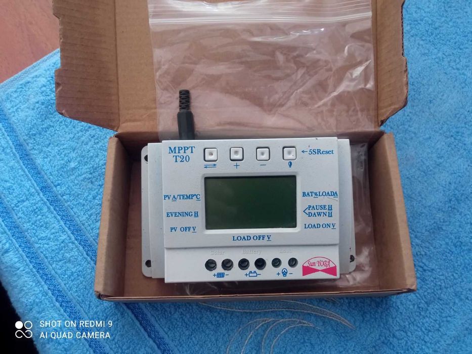 Контролер для сонячної панелі MPPT T20 20A 12V/24V з LCD