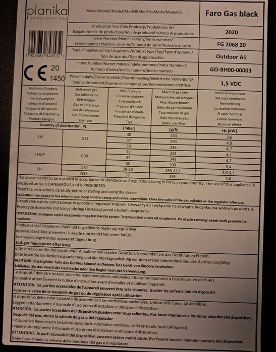 Aquecedor/Lareira exterior a Gás