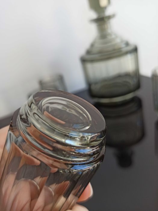 Zestaw do likieru szkło szlifowane Czechosłowacja -  Moser / Bohemia