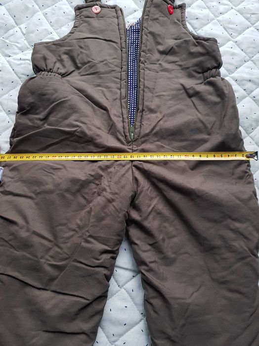 Spodnie ogrodniczki zimowe ocieplane kolor khaki 92