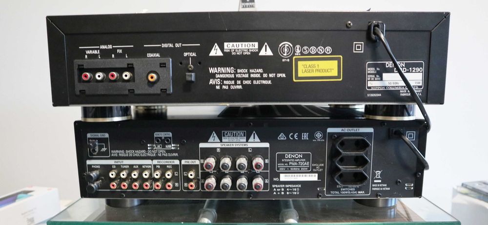 Стойка  Усилитель Denon PMA-720AE на полевых транзисторах Toshiba   Cd проигрыватель DENON DCD 1290 Burr Brown ЦАП 2 x PCM61 пульт паспорт чеки