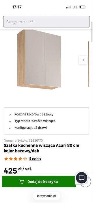 Acari szafka kuchenna wisząca beż 80 cm x 100 cm
