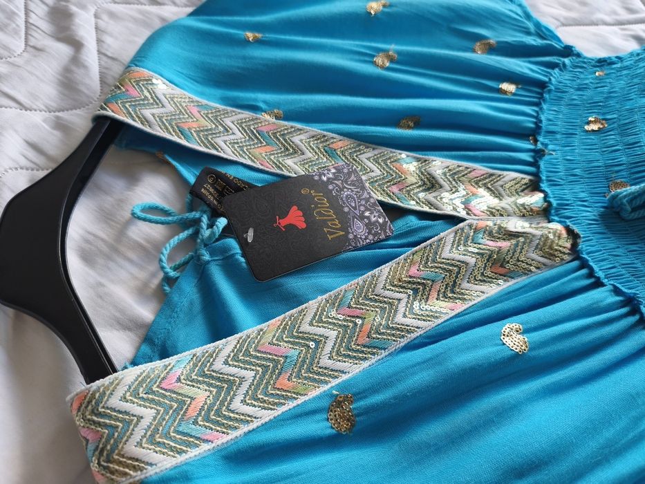 Vestido maxi turquesa