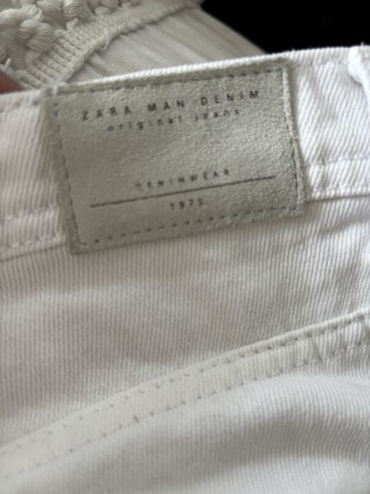 Zara MEN białe dżinsy przetarcia dziury 40 L 31