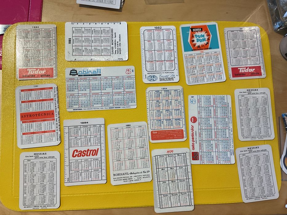Conjunto de calendarios anos 80, bancos, seguradoras e publicidade PT