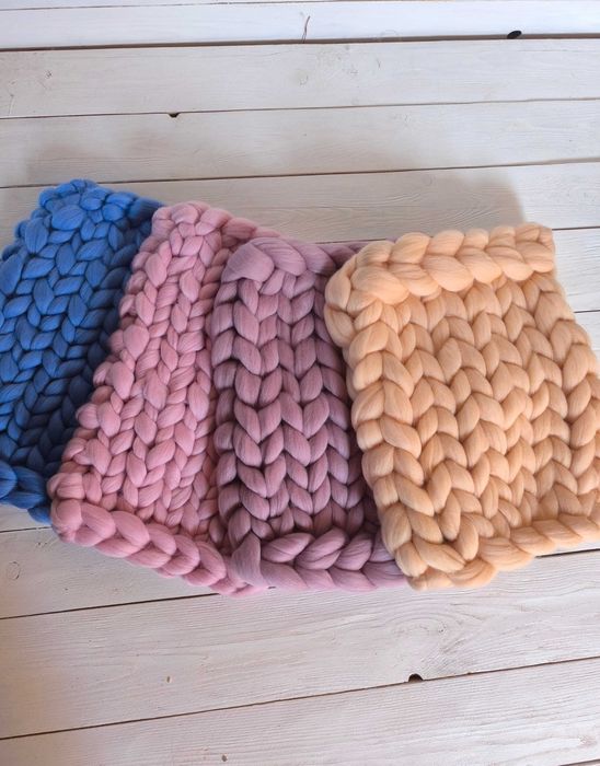 60kolorow, i cyk wełniany do sesji noworodkowej,kocyk z wełny czesanko