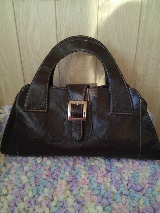 Женская модная коричневая сумка на двух ручках/сумочка/эко-кожа