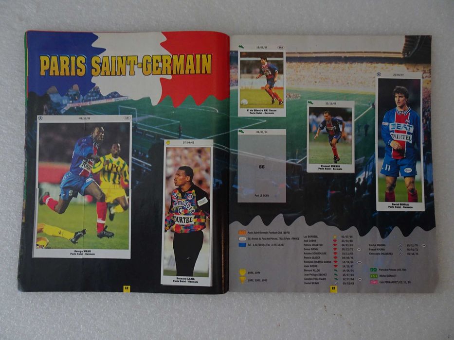 Caderneta de cromos de futebol Eurocups Stars Parade 94-95 (faltam 6)