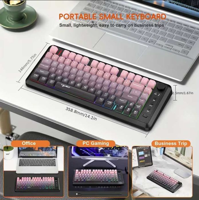 Клавіатура бездротова мембранна HXSJ-L400 - 81 клавіша, RGB