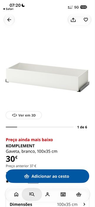 2 gavetas KOMPLEMENT branco, 100x35 cm