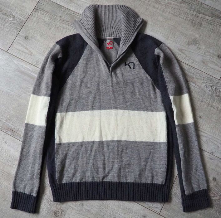 KARI TRAA_wełniany sweter_trekkingowy_szary_XL