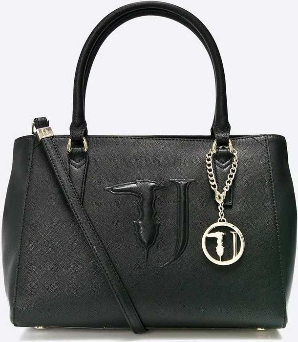 torebka Trussardi A4 czarna torebka Trussardi Jeans czarna skóra