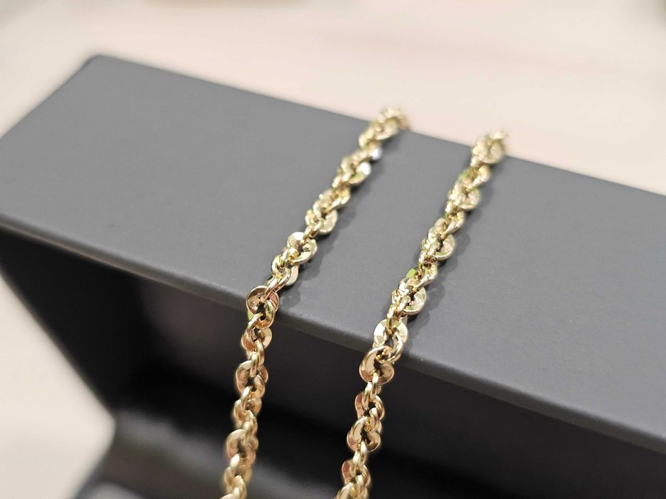 Damski złoty łańcuszek - gęsty, ozdobny splot - 45 cm PR 585