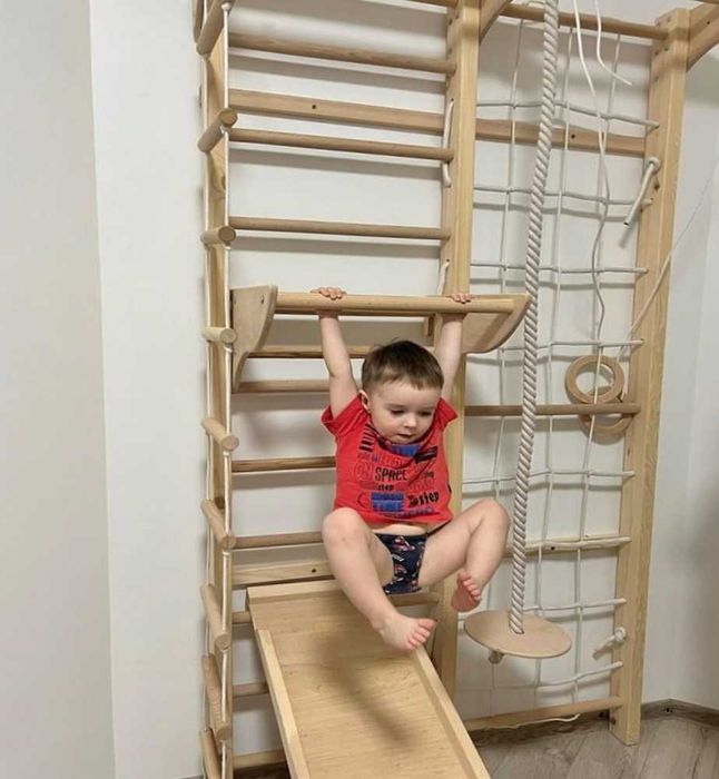 Шведская стенка Уголок детский Шведська стінка  Канат Кільця Драбинка