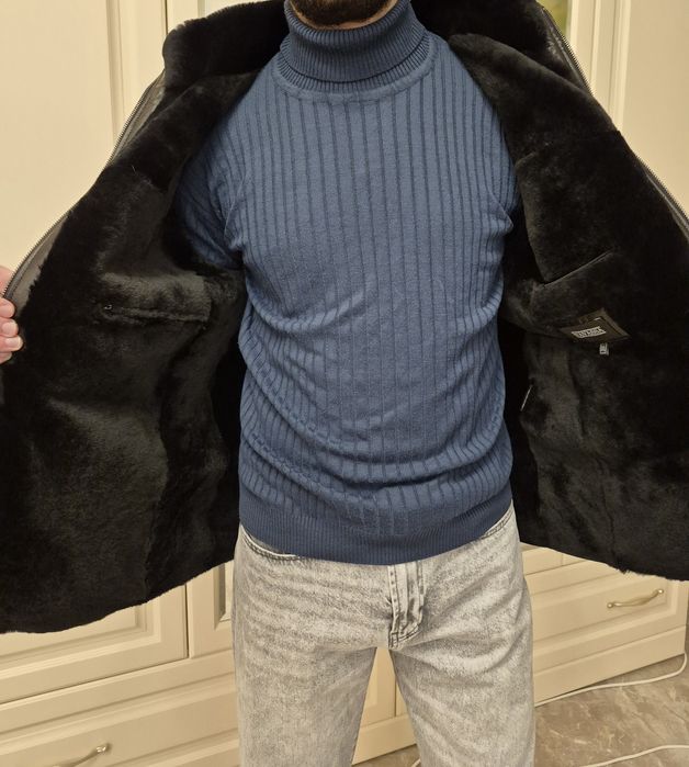 Куртка чоловіча стильна  на натуральному хутрі