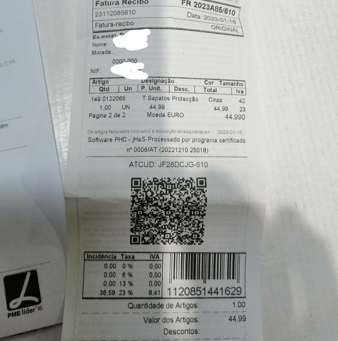 Calçado de protecção (biqueira aço)