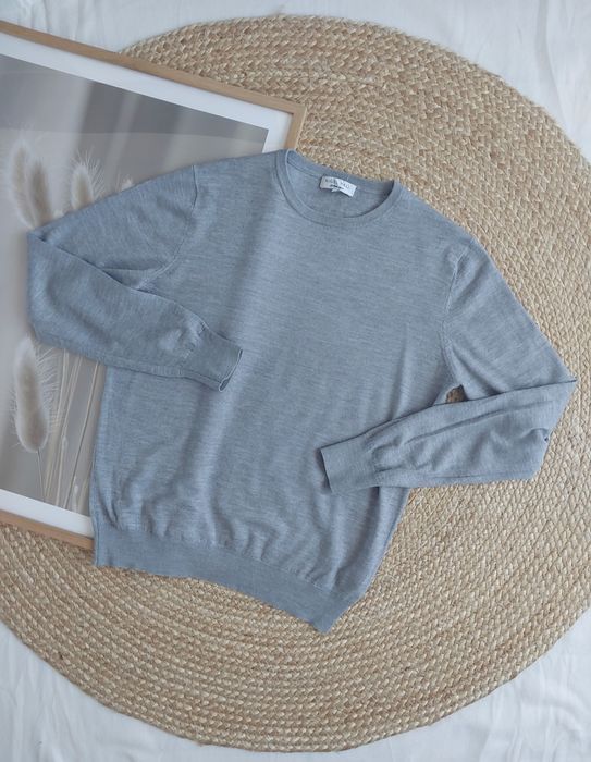 Szary sweter z Wełny 50% Nigel Hall Dzianinowy cienki sweterek