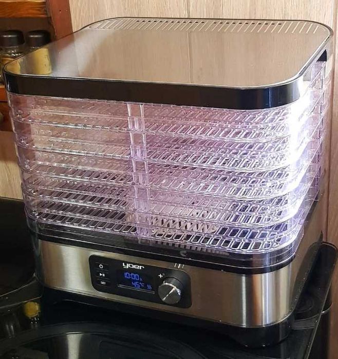 Duża Suszarka Do Grzybów Owoców 450w Inox Timer +6 Sit+9 Dodatków 10w1