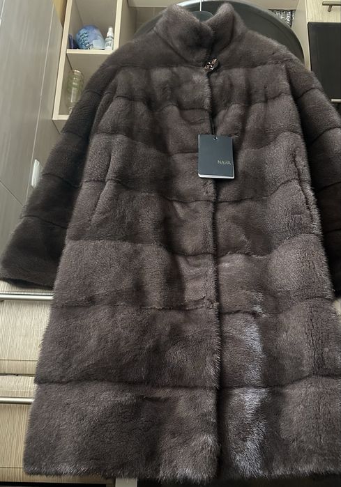 Фирменная норковая шуба мокко поперечка Греция,Nafa канадка m-l