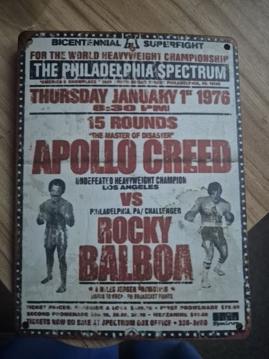 Nowy szyld tabliczka drewniana Rocky Sylvester Stallone Apollo Creed