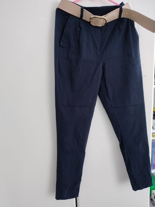 Spodnie uni granat pasek