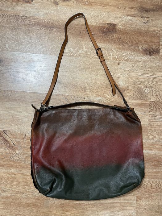 Сумка кожаная большая Бордо -коричневый-зеленый Одесса 900 грн