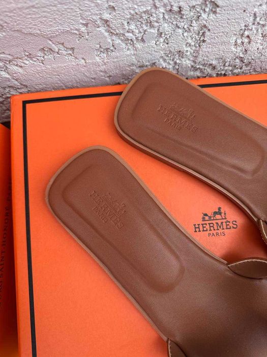 Шльопанці в стилі Hermes Oran з натуральної шкіри