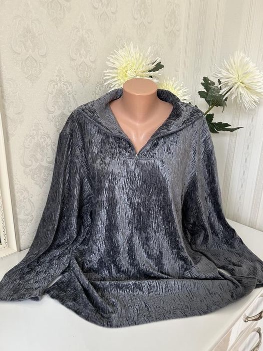 Жіноча кофта кофтина сорочка блуза з переливом срібна сіра святкова