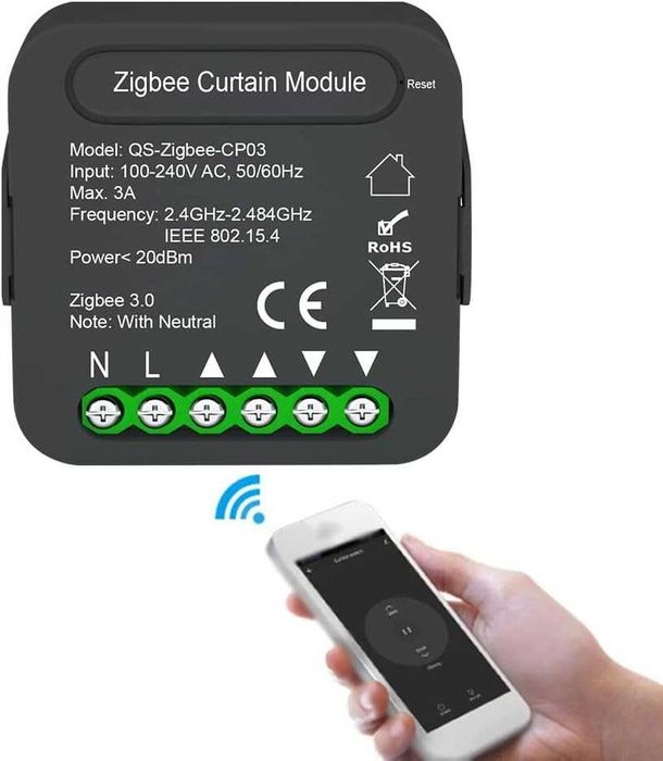 Módulo Interruptor Cortinas QS-Zigbee/WiFi Tuya | Zigbee 3.0 | Alexa | Google Home